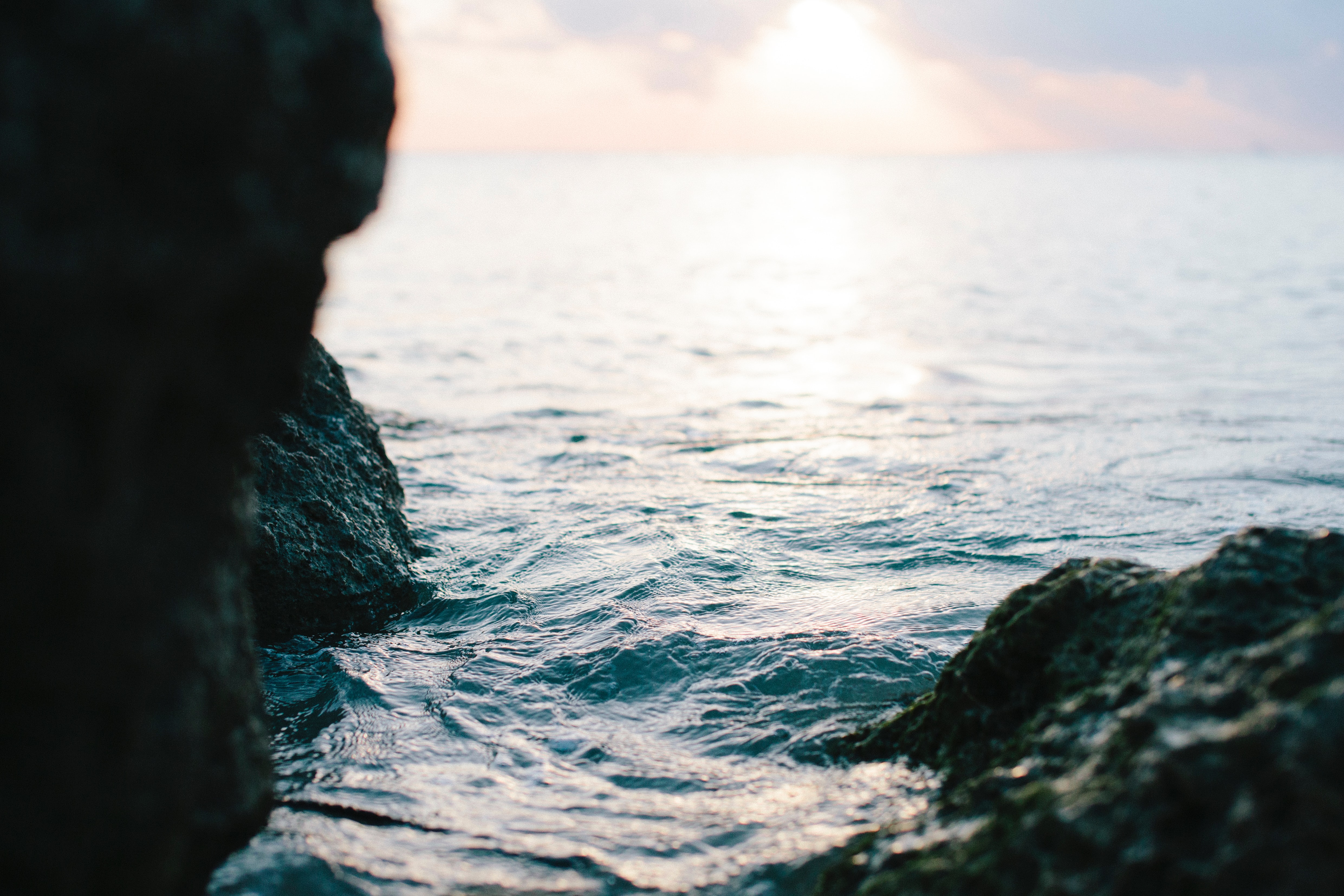 Ocean water in a rock crevice